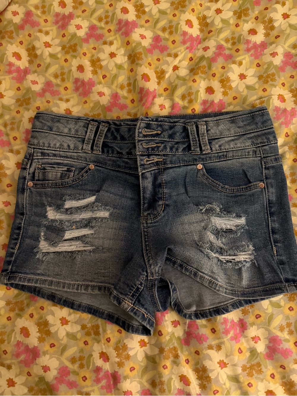 Blue Spice Distressed Dark Blue Denim Jean Shorts